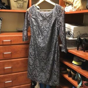 Adrianna Papell Evening Gray Lace dress, size 8